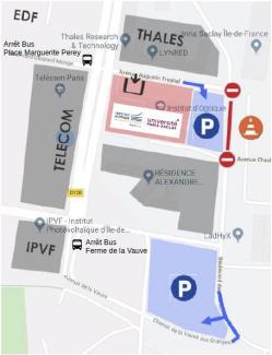 Plan d'accès Institut d'Optique Paris Saclay_parkings
